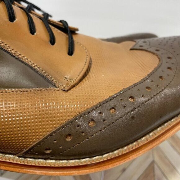 Stacy Adams Oxford Leather Lace-Up Brogue Detailing S/10 Classic Formal Style - Picture 7 of 7